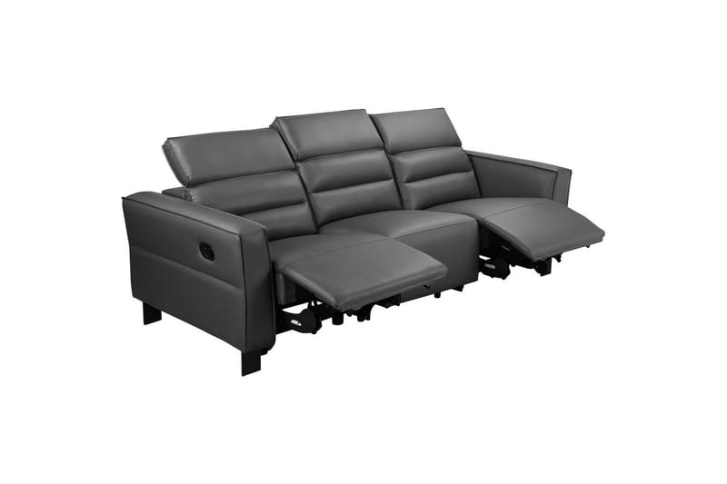 Reclinersofa uden hjørne Loft24 3-personers sofa Loft24 Carpari med 2 manuelle opklappelige fodstøtter Grå Belfast-stof - Møbler - Sofaer - Recliner sofaer - 3 personers biograsofa & reclinersofa