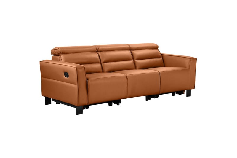 Reclinersofa uden hjørne Loft24 3-personers sofa Loft24 Carpari med 2 manuelle opklappelige fodstøtter Brun Kunstlæder - Møbler - Sofaer - Recliner sofaer