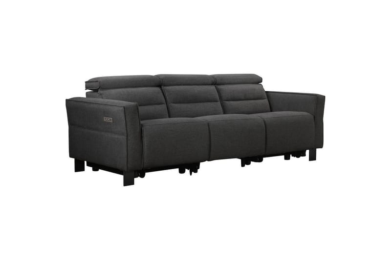 Reclinersofa uden hjørne Loft24 3-personers sofa Loft24 Carpari med 2 elektriske reclinere Grå Belfast-stof - Møbler - Sofaer - Recliner sofaer