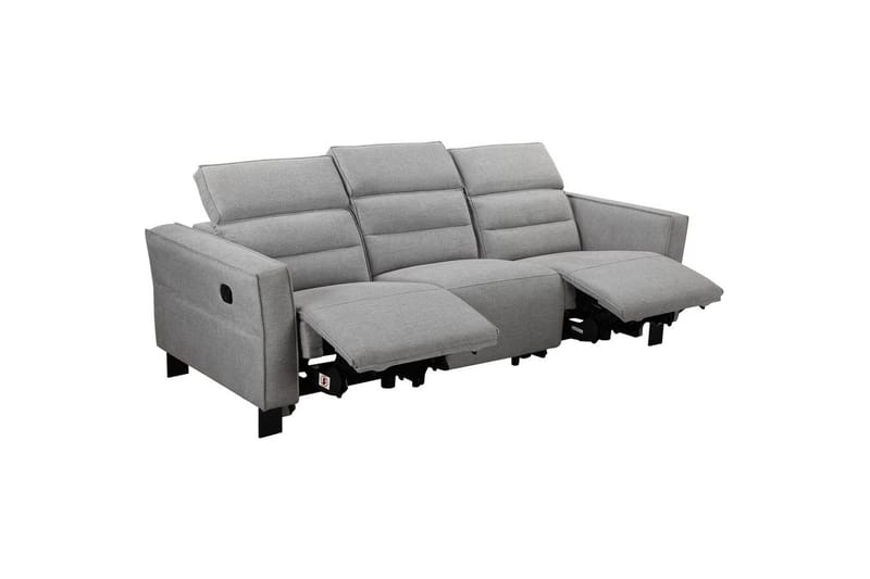 Reclinersofa uden hjørne Loft24 3-personers sofa Loft24 Carpari med 2 manuelle opklappelige fodstøtter Grå1 Belfast-stof - Møbler - Sofaer - Recliner sofaer - 3 personers biograsofa & reclinersofa