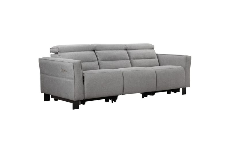 Reclinersofa uden hjørne Loft24 3-personers sofa Loft24 Carpari med 2 elektriske reclinere Grå1 Belfast-stof - Møbler - Sofaer - Recliner sofaer