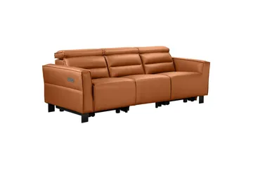 Reclinersofa uden hjørne Loft24 3-personers sofa Loft24 Carpari med 2 elektriske reclinere Brun Kunstlæder - Møbler - Sofaer - Recliner sofaer