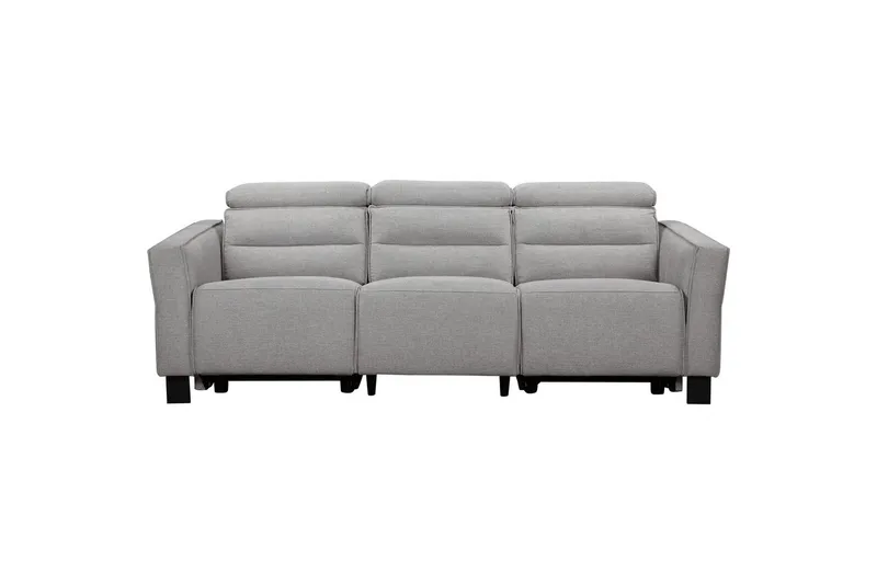 Reclinersofa uden hjørne Loft24 3-personers sofa Loft24 Carpari med 2 elektriske reclinere Grå1 Belfast-stof, undefined