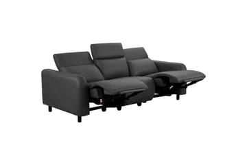Reclinersofa uden hjørne Loft24 3-personers sofa Loft24 Skaane med 2 elektriske reclinere Grå Kunstlæder - Møbler - Sofaer - Recliner sofaer