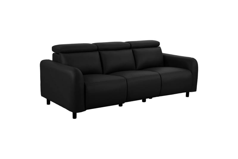 Reclinersofa uden hjørne Loft24 3-personers sofa Loft24 Skaane med 2 elektriske reclinere Sort Kunstlæder - Møbler - Sofaer - Recliner sofaer - 3 personers biograsofa & reclinersofa