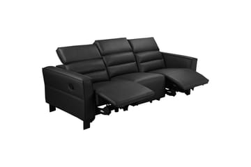 Reclinersofa uden hjørne Loft24 3-personers sofa Loft24 Carpari med 2 manuelle opklappelige fodstøtter Sort Belfast-stof - Møbler - Sofaer - Recliner sofaer - 3 personers biograsofa & reclinersofa
