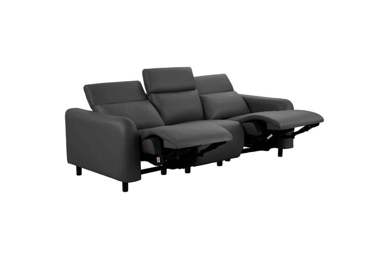 Reclinersofa uden hjørne Loft24 3-personers sofa Loft24 Skaane med 2 manuelle reclinere Grå Kunstlæder - Møbler - Sofaer - Recliner sofaer - 3 personers biograsofa & reclinersofa