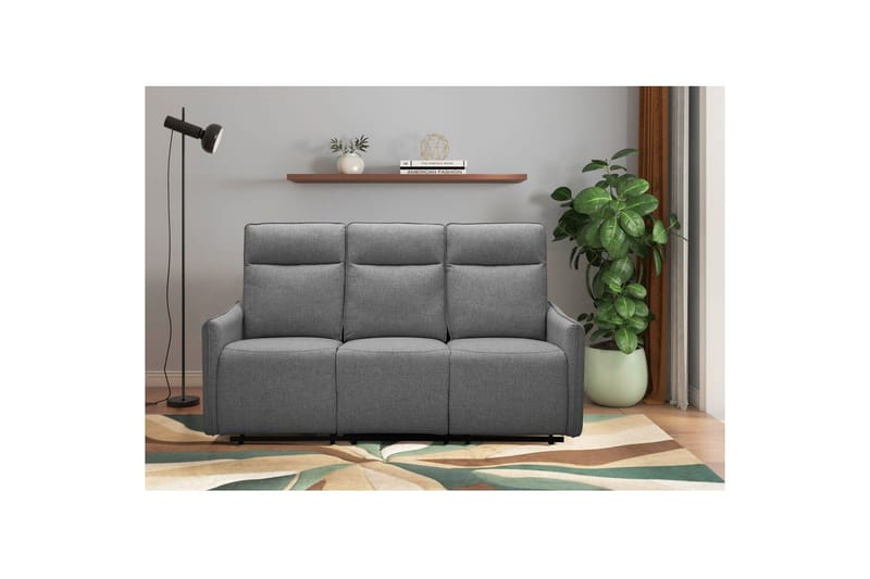 Reclinersofa uden hjørne Loft24 3-personers sofa Loft24 Lugo Grå 100% polyester - Møbler - Sofaer - Recliner sofaer - 3 personers biograsofa & reclinersofa