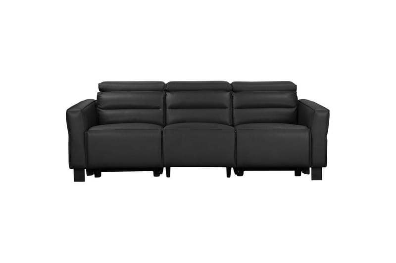 Reclinersofa uden hjørne Loft24 3-personers sofa Loft24 Carpari med 2 manuelle opklappelige fodstøtter Sort Belfast-stof - Møbler - Sofaer - Recliner sofaer - 3 personers biograsofa & reclinersofa