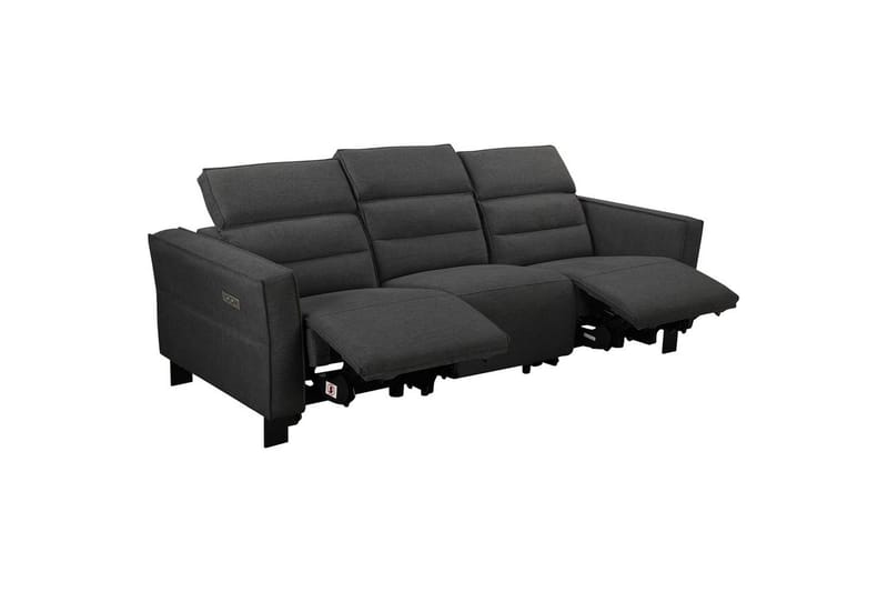 Reclinersofa uden hjørne Loft24 3-personers sofa Loft24 Carpari med 2 elektriske reclinere Grå Belfast-stof - Møbler - Sofaer - Recliner sofaer