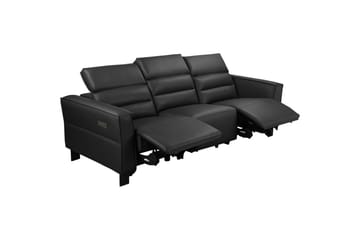 Reclinersofa uden hjørne Loft24 3-personers sofa Loft24 Carpari med 2 elektriske reclinere Sort Kunstlæder - Møbler - Sofaer - Recliner sofaer