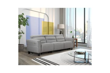 Reclinersofa uden hjørne Loft24 3-personers sofa Loft24 Carpari med 2 elektriske reclinere Grå1 Belfast-stof - Møbler - Sofaer - Recliner sofaer