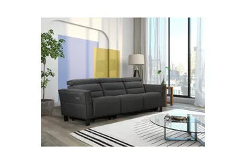 Reclinersofa uden hjørne Loft24 3-personers sofa Loft24 Carpari med 2 elektriske reclinere Grå Belfast-stof - Møbler - Sofaer - Recliner sofaer