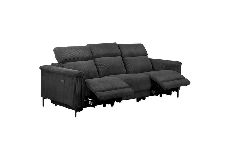 Reclinersofa uden hjørne Loft24 Lund reclinersofa 3-personers Grå - Møbler - Sofaer - Recliner sofaer - 3 personers biograsofa & reclinersofa