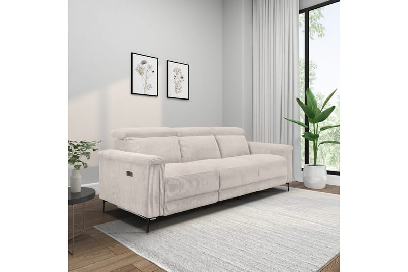 Reclinersofa uden hjørne Loft24 Lund reclinersofa 3-personers Vit - Møbler - Sofaer - Recliner sofaer - 3 personers biograsofa & reclinersofa