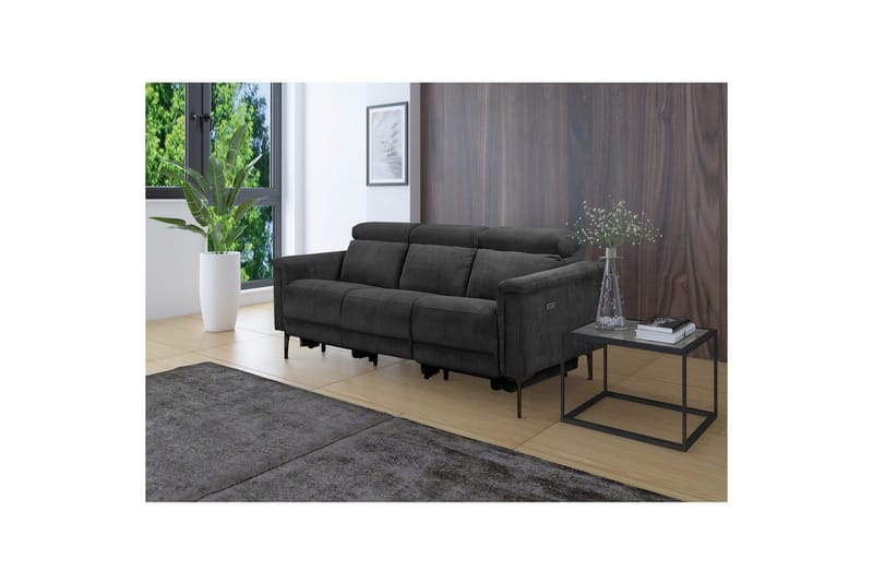 Reclinersofa uden hjørne Loft24 Lund reclinersofa 3-personers Grå - Møbler - Sofaer - Recliner sofaer - 3 personers biograsofa & reclinersofa
