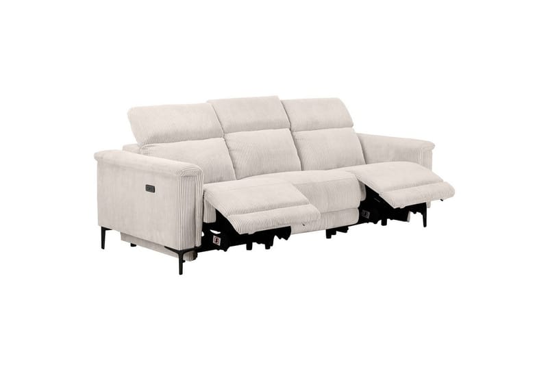 Reclinersofa uden hjørne Loft24 Lund reclinersofa 3-personers Vit - Møbler - Sofaer - Recliner sofaer - 3 personers biograsofa & reclinersofa