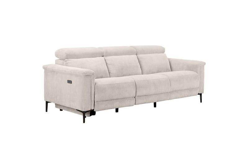 Reclinersofa uden hjørne Loft24 Lund reclinersofa 3-personers Vit - Møbler - Sofaer - Recliner sofaer - 3 personers biograsofa & reclinersofa