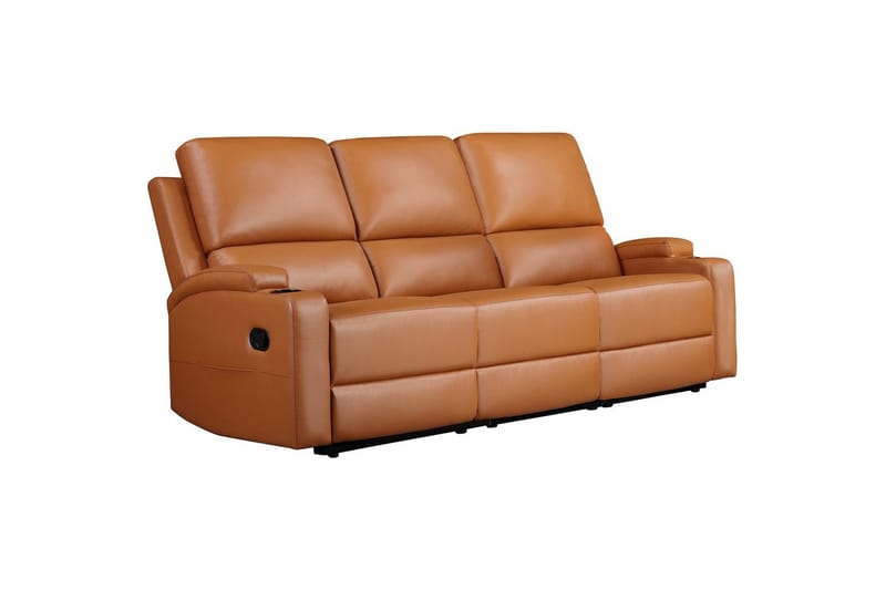 Reclinersofa uden hjørne Loft24 Sofa 3-personers Loft24 Dallas Brun Kunstlæder - Møbler - Sofaer - Recliner sofaer - 3 personers biograsofa & reclinersofa