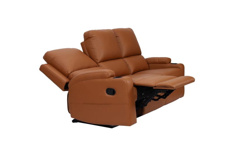 Reclinersofa uden hjørne Loft24 Sofa 3-personers Loft24 Dallas Brun Kunstlæder - Møbler - Sofaer - Recliner sofaer - 3 personers biograsofa & reclinersofa