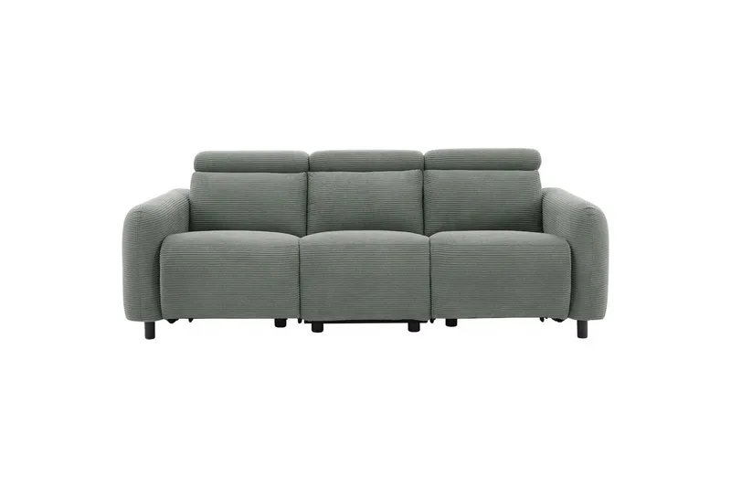 Skaane Dyb 3-personers Biografsofa med Recliner og Runde Armlæn i Stof - Grå - Møbler - Sofaer - Recliner sofaer - 3 personers biograsofa & reclinersofa