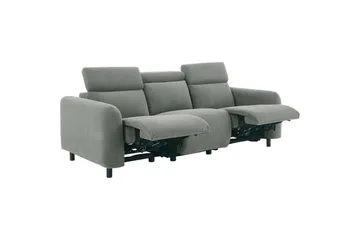Skaane Dyb 3-personers Biografsofa med Recliner og Runde Armlæn i Stof - Grå - Møbler - Sofaer - Recliner sofaer - 3 personers biograsofa & reclinersofa