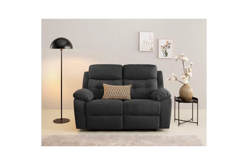 Sofa 2-sæders Lannilis Antracit, Stof/Træ/Metal - Antracit, Stof/Træ/Metal - Møbler - Sofaer - Recliner sofaer - 2 personers biografsofa & reclinersofa