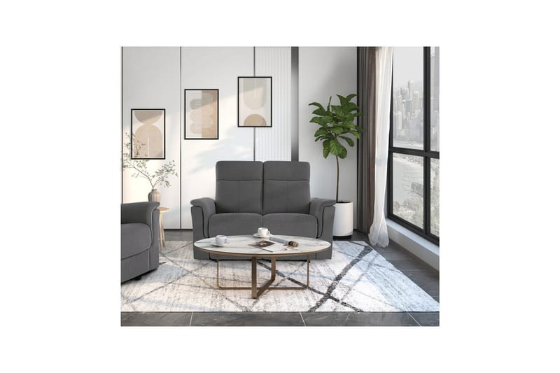 Sofa 2-sæders Southbrook Antracit, Stof/Træ/Metal, Elektrisk hvilestol - Antracit, Stof/Træ/Metal, Elektrisk hvilestol - Møbler - Sofaer - Recliner sofaer - 2 personers biografsofa & reclinersofa