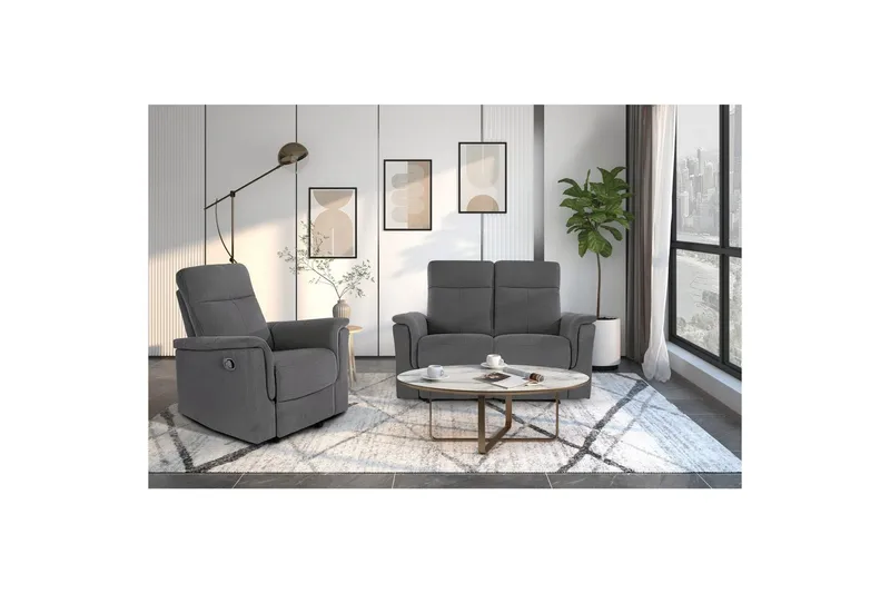 Sofa 2-sæders Southbrook Antracit, Stof/Træ/Metal, Elektrisk hvilestol - Antracit, Stof/Træ/Metal, Elektrisk hvilestol - Møbler - Sofaer - Recliner sofaer - 2 personers biografsofa & reclinersofa