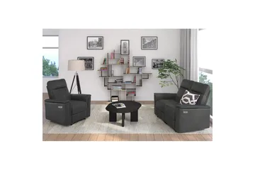 Sofa 2-sæders Southbrook Grå, PU/Træ/Metal, Elektrisk hvilestol - Grå, PU/Træ/Metal, Elektrisk hvilestol - Møbler - Sofaer - Recliner sofaer - 2 personers biografsofa & reclinersofa