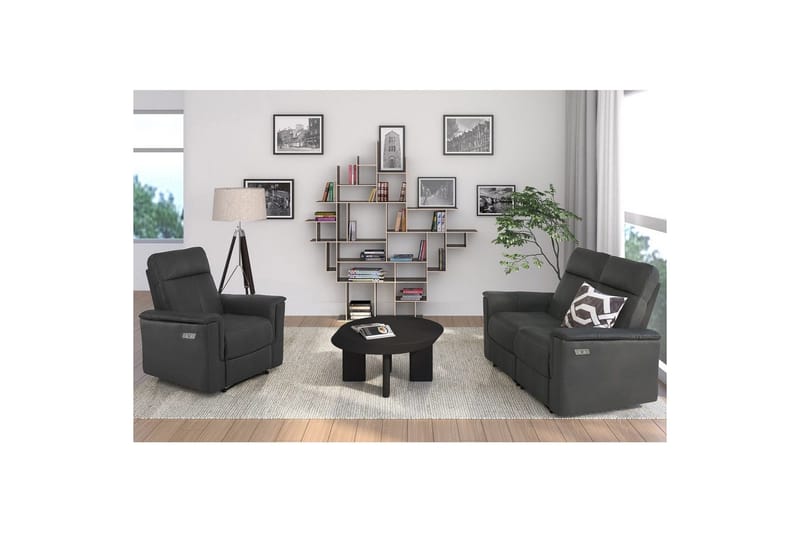 Sofa 2-sæders Southbrook Grå, PU/Træ/Metal, Elektrisk hvilestol - Grå, PU/Træ/Metal, Elektrisk hvilestol - Møbler - Sofaer - Recliner sofaer - 2 personers biografsofa & reclinersofa