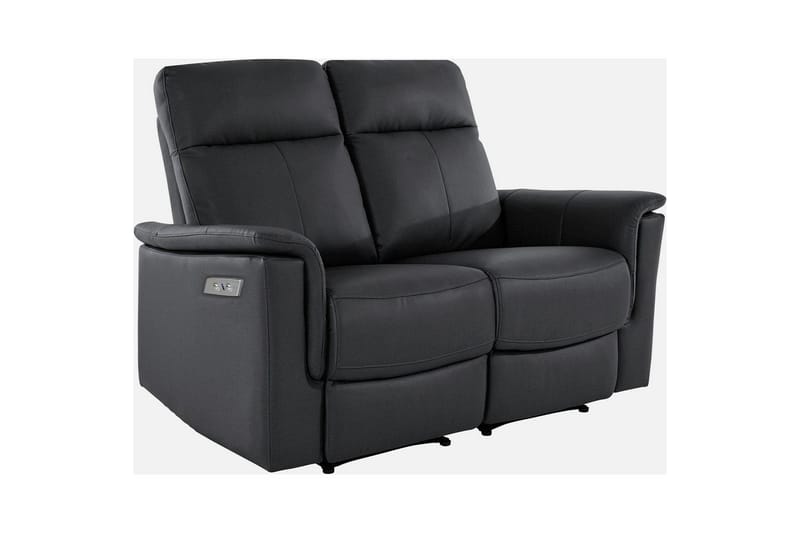 Sofa 2-sæders Southbrook Sort, Ægte læder/PU/Træ/Metal, Elektrisk hvilestol - Sort, Ægte læder/PU/Træ/Metal, Elektrisk hvilestol - Møbler - Sofaer - Recliner sofaer - 2 personers biografsofa & reclinersofa