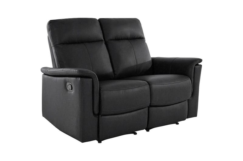 Sofa 2-sæders Southbrook Sort, Ægte læder/PU/Træ/Metal, Manuel liggestol, Sort, Ægte læder/PU/Træ/Metal, Manuel liggestol