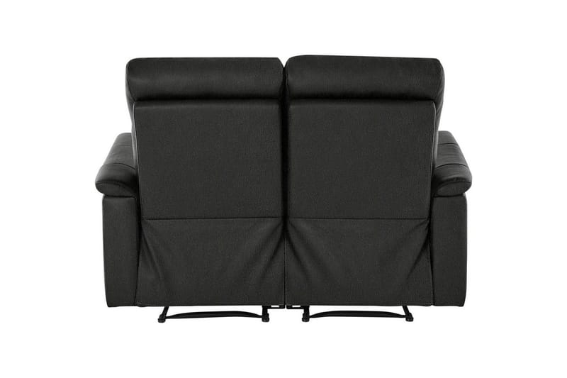 Sofa 2-sæders Southbrook Sort, Ægte læder/PU/Træ/Metal, Manuel liggestol - Sort, Ægte læder/PU/Træ/Metal, Manuel liggestol - Møbler - Sofaer - Recliner sofaer - 2 personers biografsofa & reclinersofa