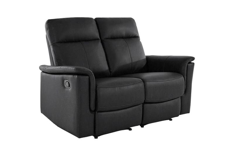 Sofa 2-sæders Southbrook Sort, Ægte læder/PU/Træ/Metal, Manuel liggestol - Sort, Ægte læder/PU/Træ/Metal, Manuel liggestol - Møbler - Sofaer - Recliner sofaer - 2 personers biografsofa & reclinersofa