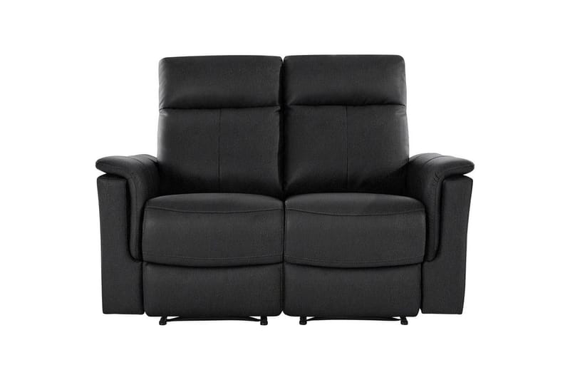 Sofa 2-sæders Southbrook Sort, Ægte læder/PU/Træ/Metal, Manuel liggestol - Sort, Ægte læder/PU/Træ/Metal, Manuel liggestol - Møbler - Sofaer - Recliner sofaer - 2 personers biografsofa & reclinersofa