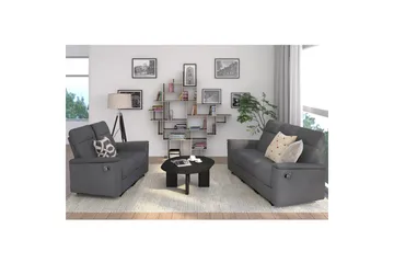 Sofa 3-sæders Southbrook Antracit, Stof/Træ/Metal, Manuel liggestol - Antracit, Stof/Træ/Metal, Manuel liggestol - Møbler - Sofaer - Recliner sofaer - 3 personers biograsofa & reclinersofa