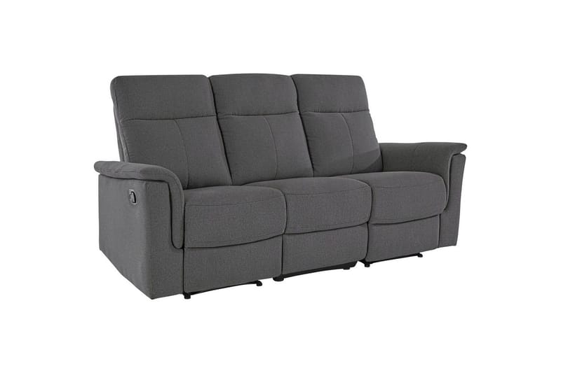 Sofa 3-sæders Southbrook Antracit, Stof/Træ/Metal, Manuel liggestol - Antracit, Stof/Træ/Metal, Manuel liggestol - Møbler - Sofaer - Recliner sofaer - 3 personers biograsofa & reclinersofa