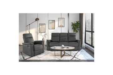 Sofa 3-sæders Southbrook Grå, PU/Træ/Metal, Elektrisk hvilestol - Grå, PU/Træ/Metal, Elektrisk hvilestol - Møbler - Sofaer - Recliner sofaer