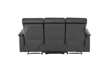 Sofa 3-sæders Southbrook Grå, PU/Træ/Metal, Manuel liggestol - Grå, PU/Træ/Metal, Manuel liggestol - Møbler - Sofaer - Recliner sofaer