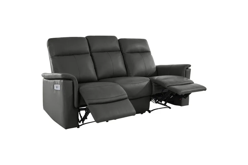 Sofa 3-sæders Southbrook Grå, PU/Træ/Metal, Elektrisk hvilestol - Grå, PU/Træ/Metal, Elektrisk hvilestol - Møbler - Sofaer - Recliner sofaer