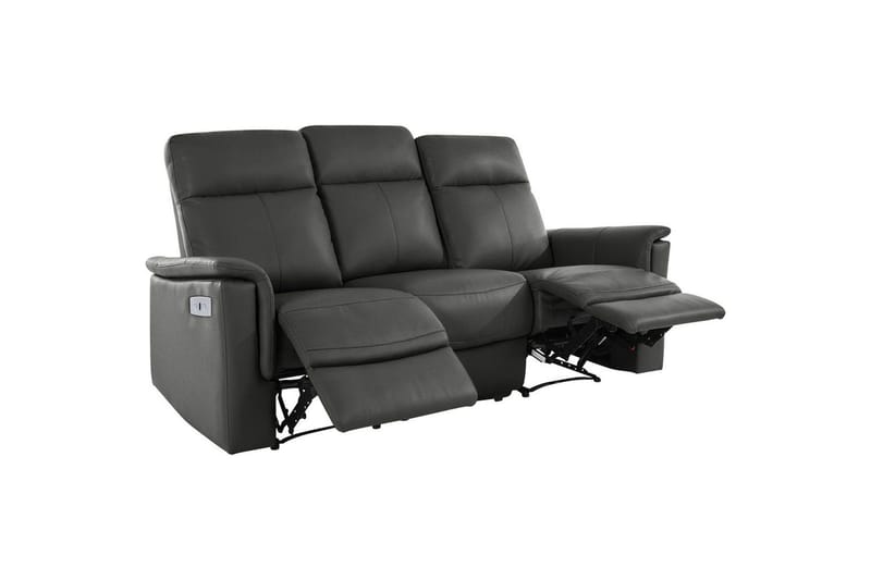 Sofa 3-sæders Southbrook Grå, PU/Træ/Metal, Elektrisk hvilestol - Grå, PU/Træ/Metal, Elektrisk hvilestol - Møbler - Sofaer - Recliner sofaer - 3 personers biograsofa & reclinersofa