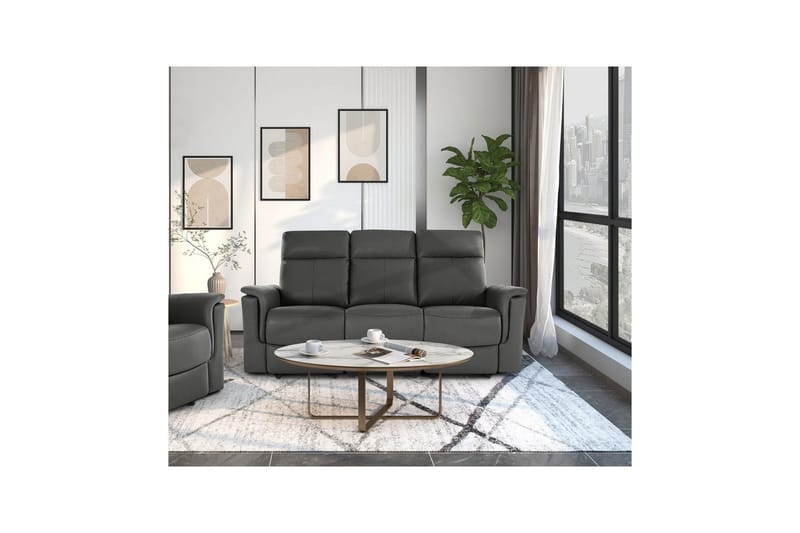 Sofa 3-sæders Southbrook Grå, PU/Træ/Metal, Elektrisk hvilestol - Grå, PU/Træ/Metal, Elektrisk hvilestol - Møbler - Sofaer - Recliner sofaer - 3 personers biograsofa & reclinersofa