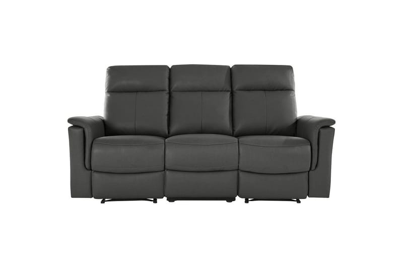 Sofa 3-sæders Southbrook Grå, PU/Træ/Metal, Manuel liggestol - Grå, PU/Træ/Metal, Manuel liggestol - Møbler - Sofaer - Recliner sofaer