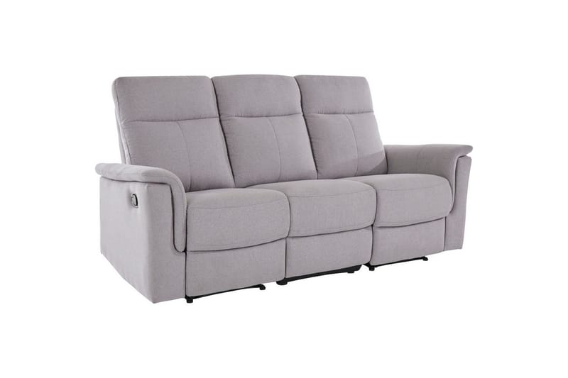 Sofa 3-sæders Southbrook Lys Grå, Stof/Træ/Metal, Manuel liggestol - Lys Grå, Stof/Træ/Metal, Manuel liggestol - Møbler - Sofaer - Recliner sofaer - 3 personers biograsofa & reclinersofa