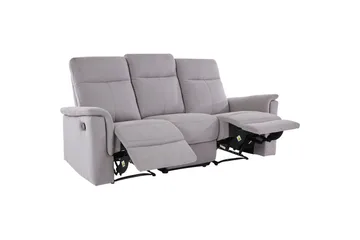 Sofa 3-sæders Southbrook Lys Grå, Stof/Træ/Metal, Manuel liggestol - Lys Grå, Stof/Træ/Metal, Manuel liggestol - Møbler - Sofaer - Recliner sofaer - 3 personers biograsofa & reclinersofa