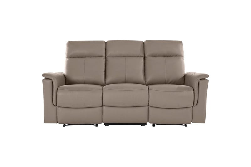 Sofa 3-sæders Southbrook Lys Grå, PU/Træ/Metal, Manuel liggestol - Lys Grå, PU/Træ/Metal, Manuel liggestol - Møbler - Sofaer - Recliner sofaer