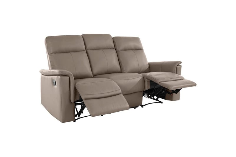 Sofa 3-sæders Southbrook Lys Grå, PU/Træ/Metal, Manuel liggestol - Lys Grå, PU/Træ/Metal, Manuel liggestol - Møbler - Sofaer - Recliner sofaer
