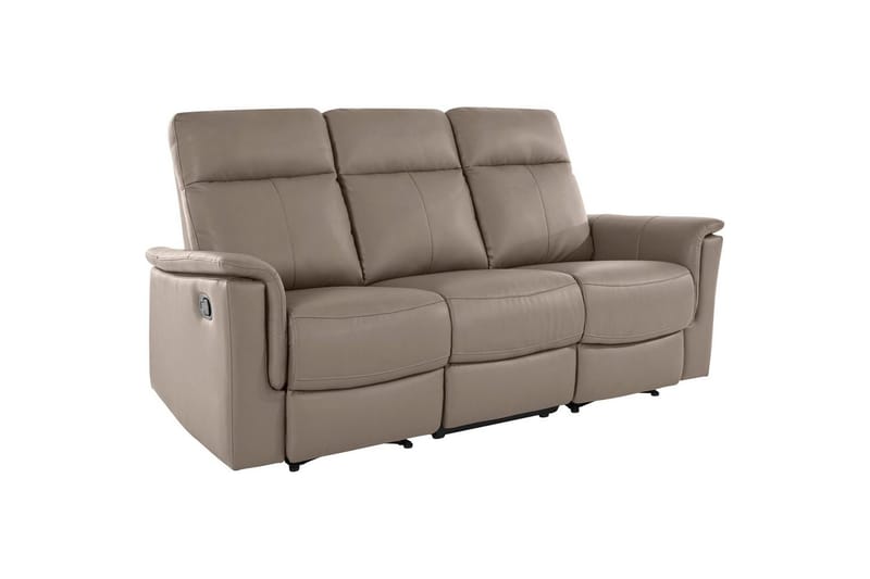 Sofa 3-sæders Southbrook Lys Grå, PU/Træ/Metal, Manuel liggestol - Lys Grå, PU/Træ/Metal, Manuel liggestol - Møbler - Sofaer - Recliner sofaer - 3 personers biograsofa & reclinersofa