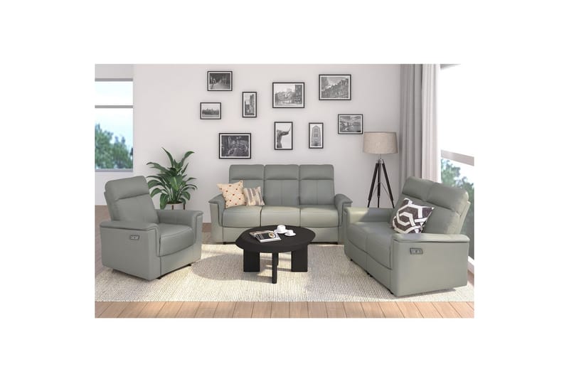 Sofa 3-sæders Southbrook Lys Grå, PU/Træ/Metal, Elektrisk hvilestol - Lys Grå, PU/Træ/Metal, Elektrisk hvilestol - Møbler - Sofaer - Recliner sofaer - 3 personers biograsofa & reclinersofa